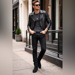 NWT John Varvatos USA WIGHT Black Jeans Slim Straight Men’s 33 Fits 34 35